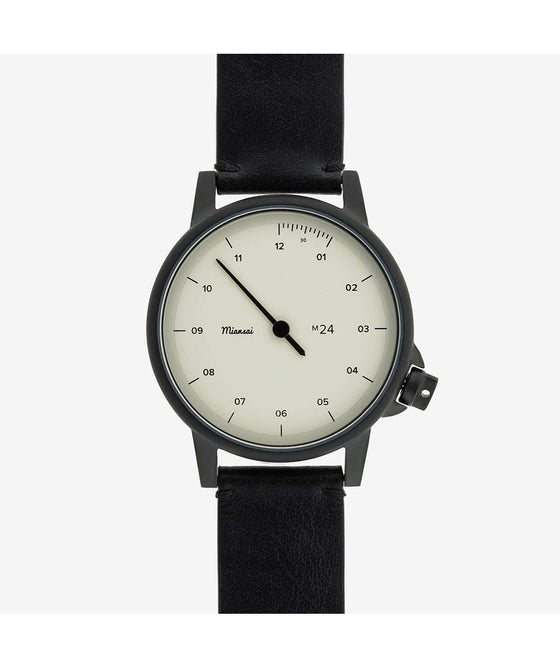 Miansai M24 Noir and Bone Watch on Black Leather Strap