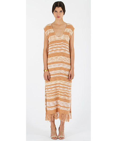 hand loomed gradient dress by Voz with fringed bottom