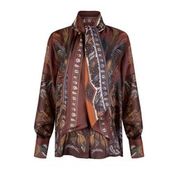 Sabina Savage "Neptune's Riches" Rosso/Mahogany Silk Shirt found at PATRICIA in Southern PInes, NC