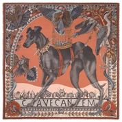 Sabina Savage "Cave Canem - The Treasures of Pompeii"  Wool/Silk Terracotta/Carmine  135cm Square Scarf