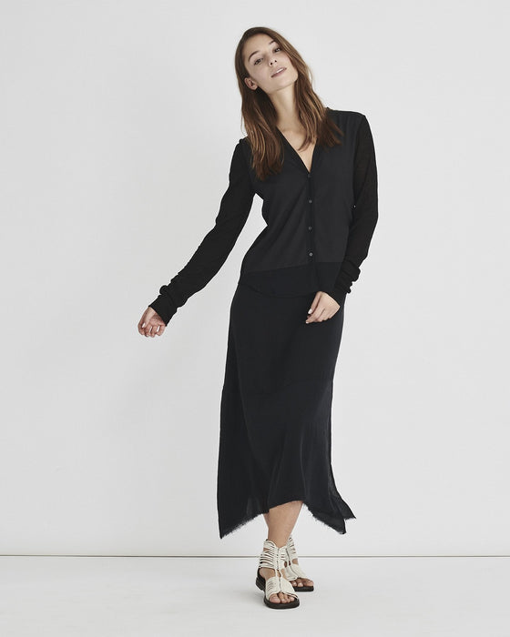 Kristensen Du Nord Navy silk crepe v-neck cardigan found at Patricia in Southern Pines, NC